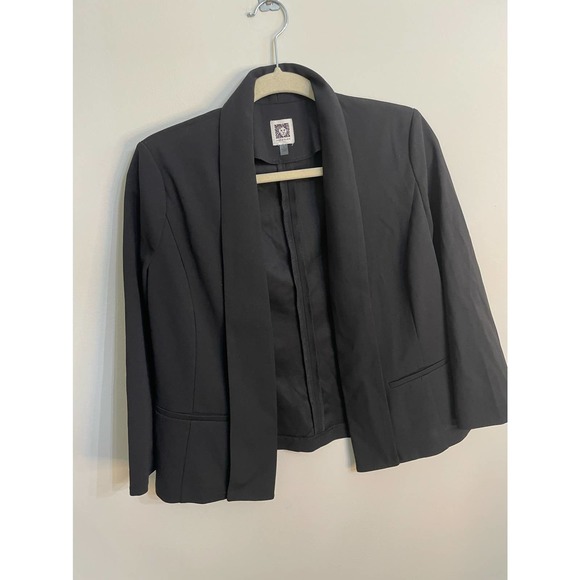 Anne Klein Black Suit Jacket size S Open Front Blazer Shawl Collar - Picture 5 of 10